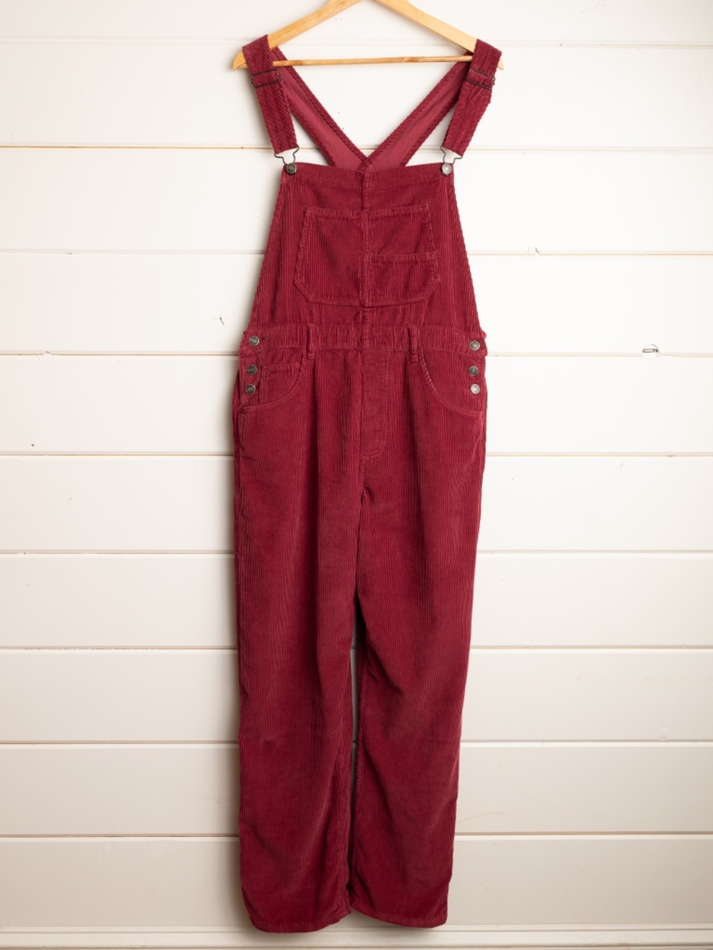 Free People We The Free Ziggy Cord Overalls Red M